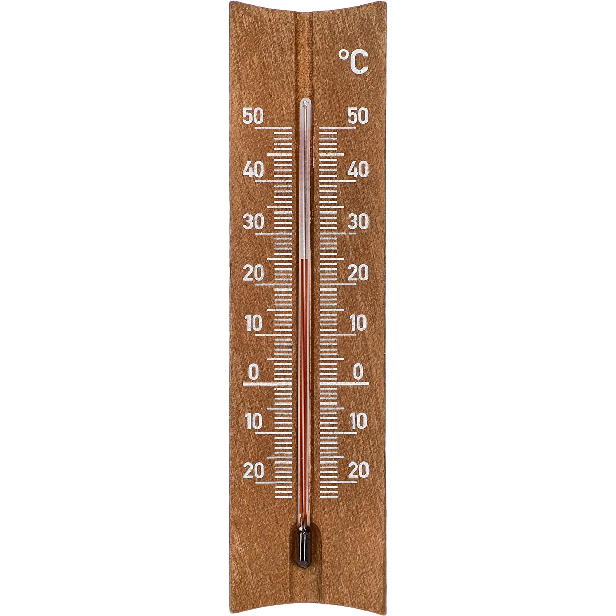 Koka telpu termometrs (-20 līdz +50 °C), tumši brūns, 15 cm