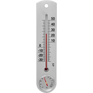 Universāls sudraba krāsas termometrs ar higrometru (no -30°C līdz +50°C) 25 cm