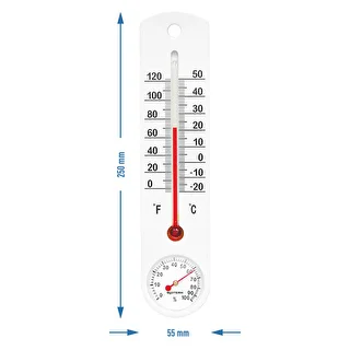 Universāls balts termometrs ar higrometru (-20 °C līdz +50 °C) 25 cm – photo 2