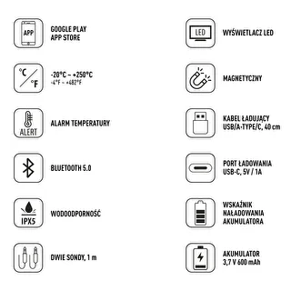 Virtuves termometrs ar Bluetooth, 2 zondes – photo 8