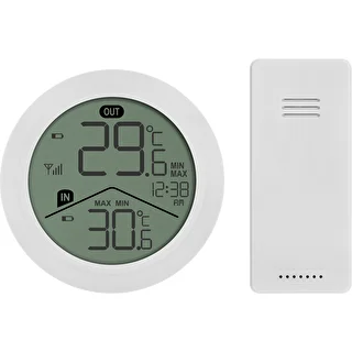 Soens elektroniskais termometrs – ar ārējo sensoru, apaļš balts – photo 1
