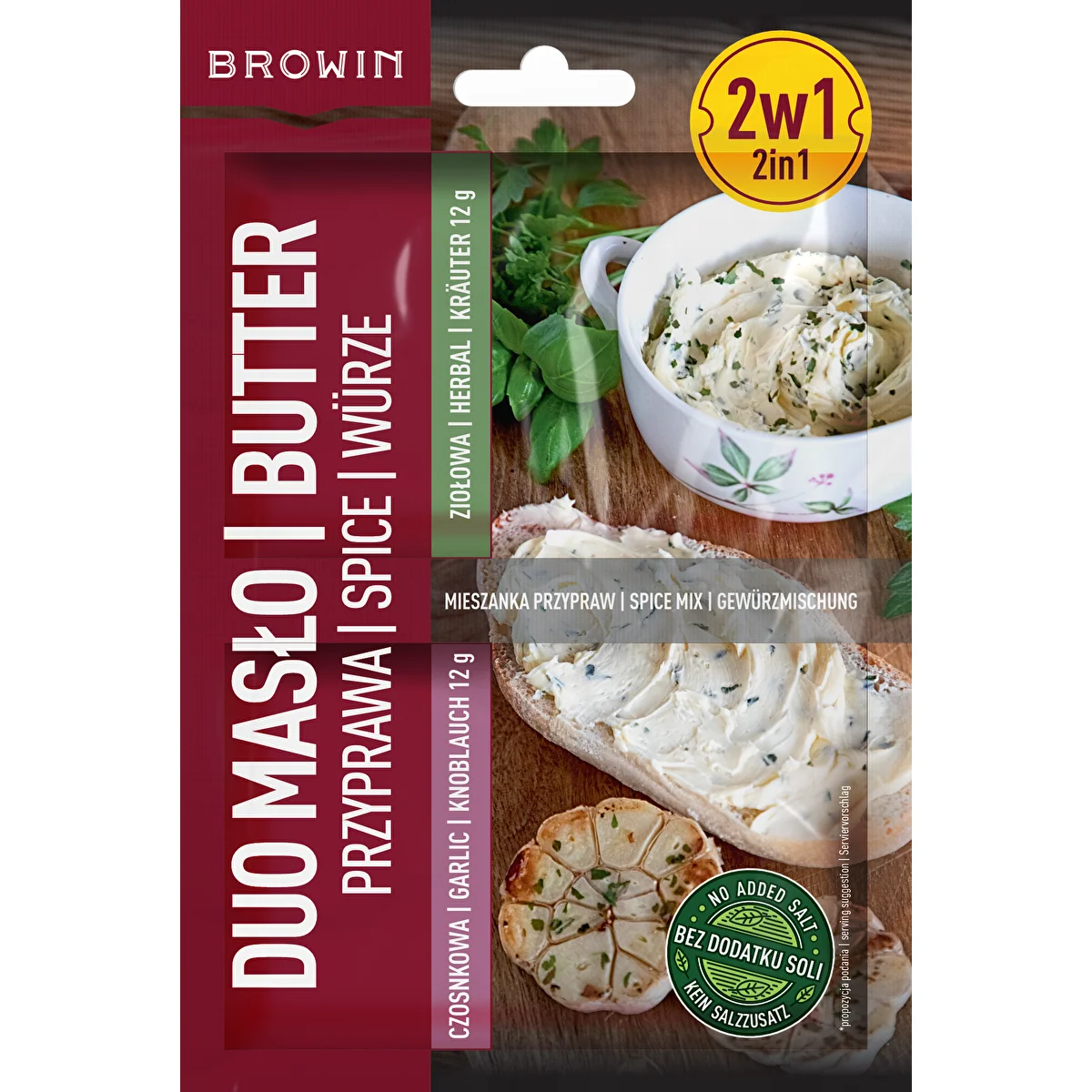 Duo Masło - ķiploku un garšaugu garšviela 2 vienā, 2 x 12 g