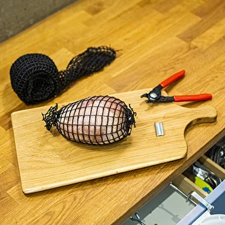 Melns gaļas izstrādājumu tīkls ar izmēriem 18 cm x 5 m, ar karstumizturību līdz 220°C – photo 5