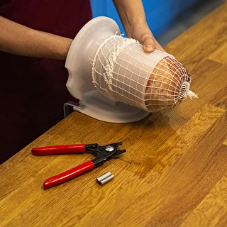 Balts gaļas izstrādājumu tīkls, izmērs 12,5 cm x 50 m, ar termisko izturību līdz 220°C – photo 5