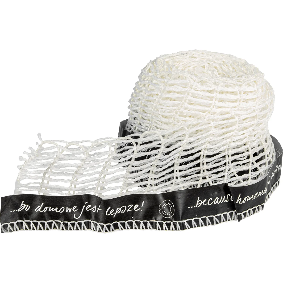 Gaļas izstrādājumu tīkls ar etiķeti, ar izmēriem 15 cm x 4 m, ar termisko izturību līdz 125°C
