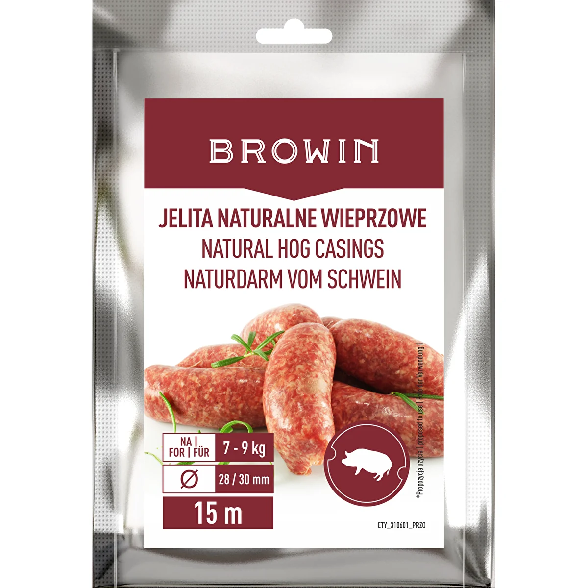 Dabīgie cūku zarnu apvalki – kalibrs 28/30 mm, 15 m