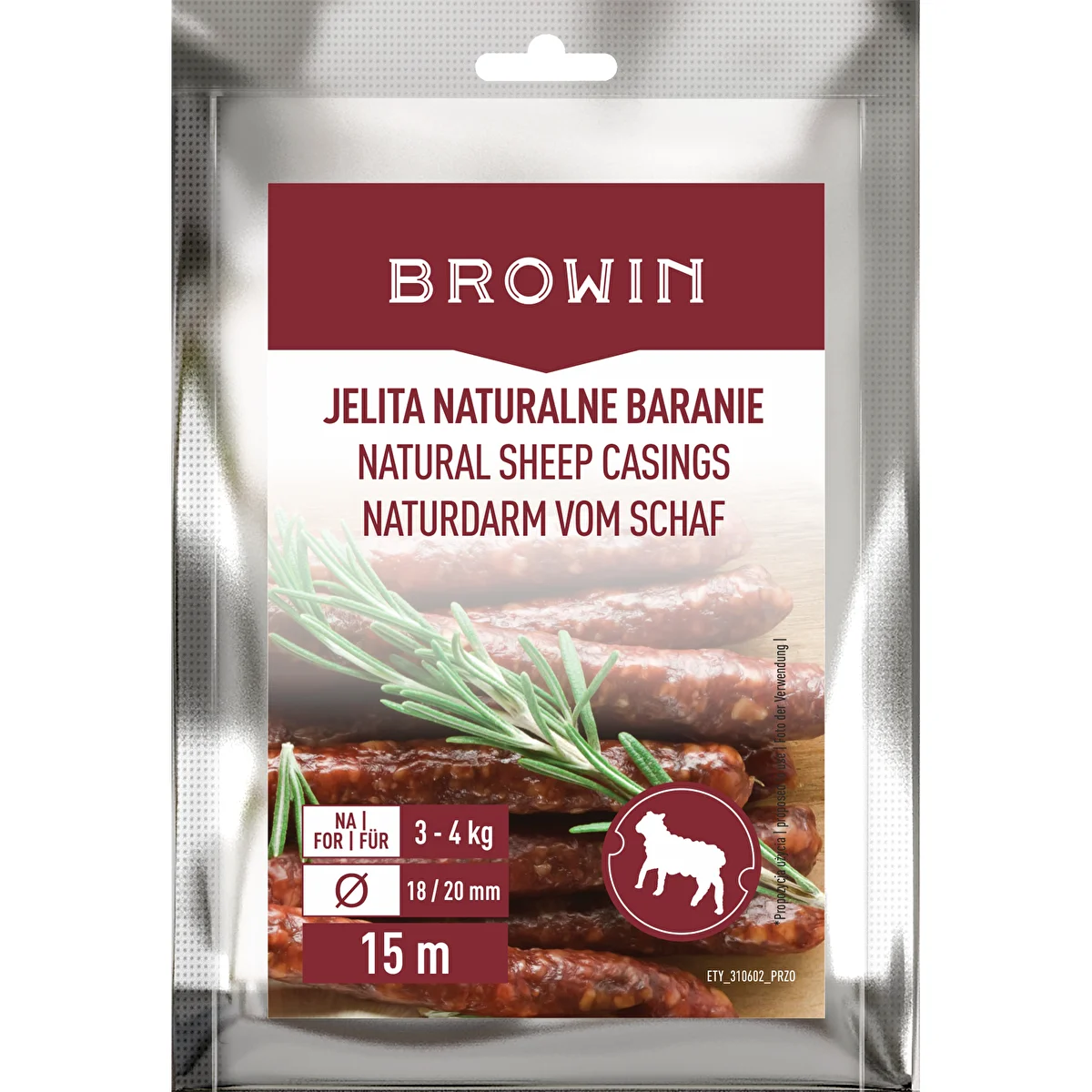 Dabīgie aitu zarnu apvalki - kalibrs 18/20 mm, 15 m