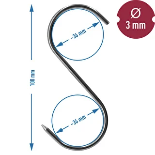 Kūpināšanas āķi - S veida, asināti, 3 mm x 100 mm, 5 gab. – photo 6