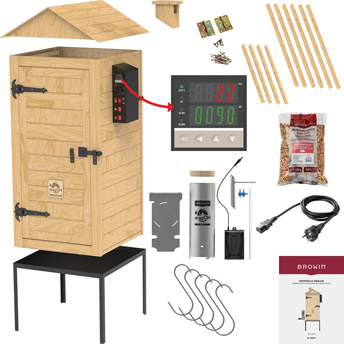 Kūpinātava 200 L dragON Larch E21 - no lapegles, ar elektrisko sildīšanas moduli un kontrolieri