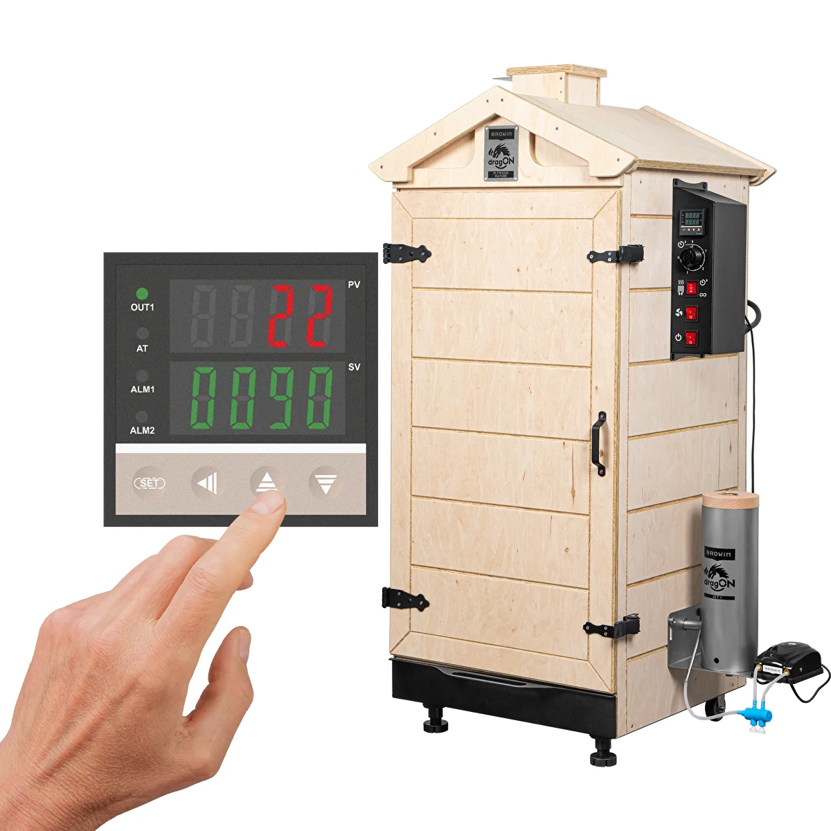 Bezrāmja kūpinātava dragON PLYWOOD NATURE ar digitālo kontrolieri, 200 L