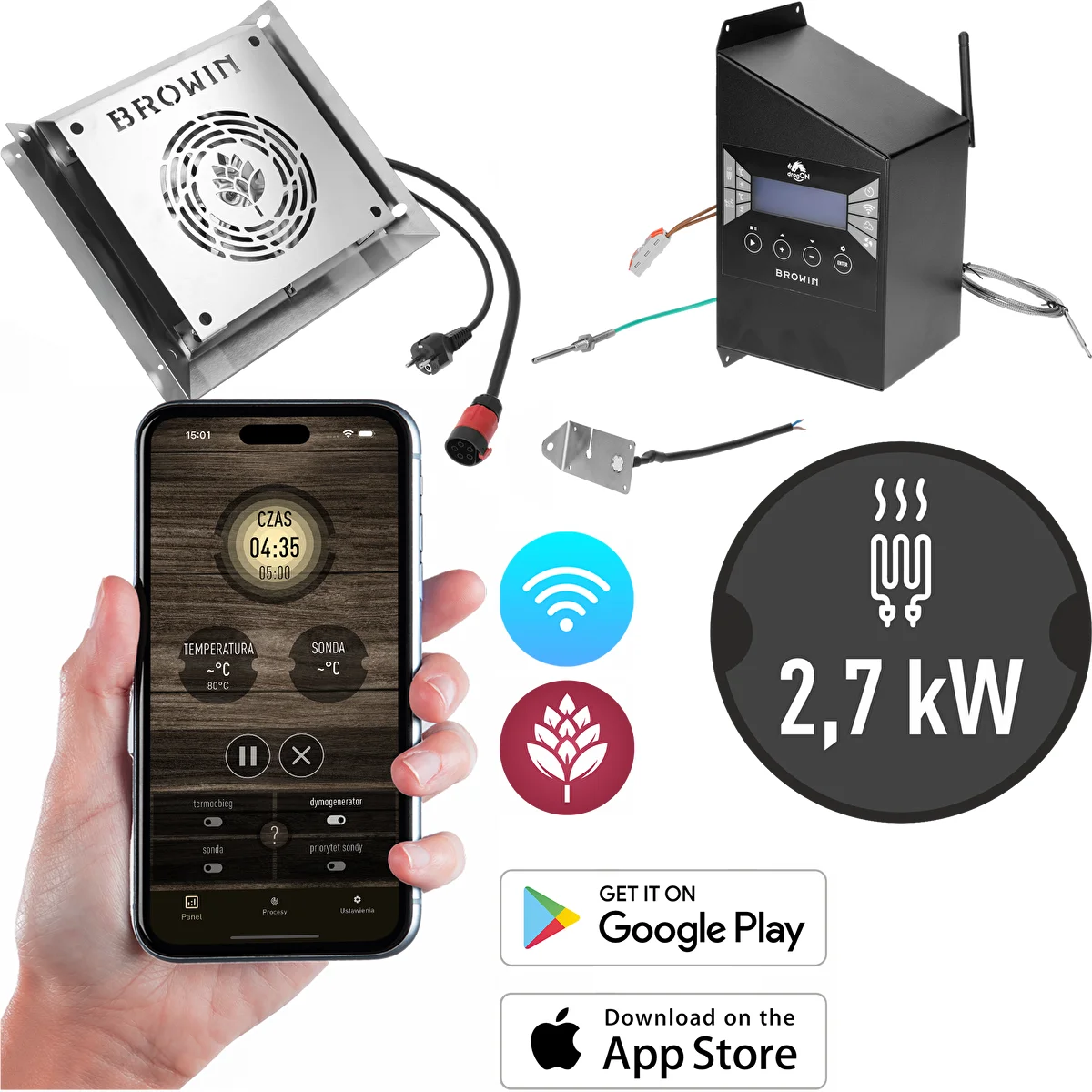 Moduļu komplekts ar Wi‑Fi kontrolieri - dragON IQ 2,7 kW, dārza kūpinātavām