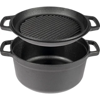 Čuguna katls ar pannu, 5 L + 1 L
