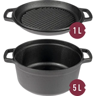 Čuguna katls ar pannu, 5 L + 1 L – photo 2