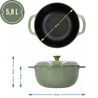 Emaljēts čuguna katls - salvijas krāsa, 5,8L – photo 4