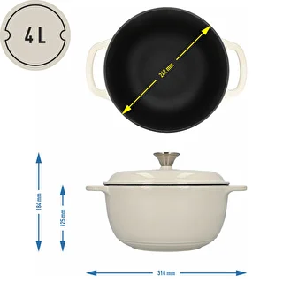 Emaljēts čuguna katls – ekrū, 4 l – photo 4