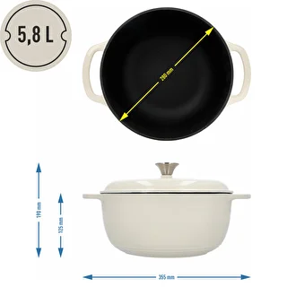 Emalēts čuguna katls – ecru, 5,8 L – photo 4
