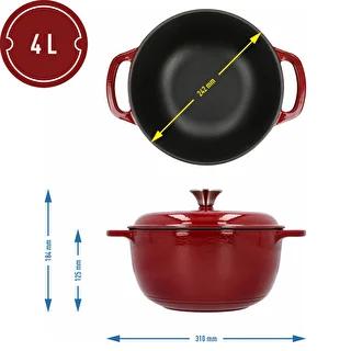 Emalēts čuguna katls - bordo, 4 l – photo 4
