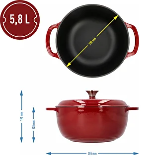 Emalēts čuguna katls – bordo, 5,8 l – photo 4