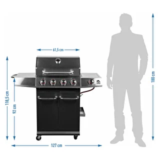 Gāzes grils dragON BBQ101, 11,7 kW, melns/sudraba – photo 10