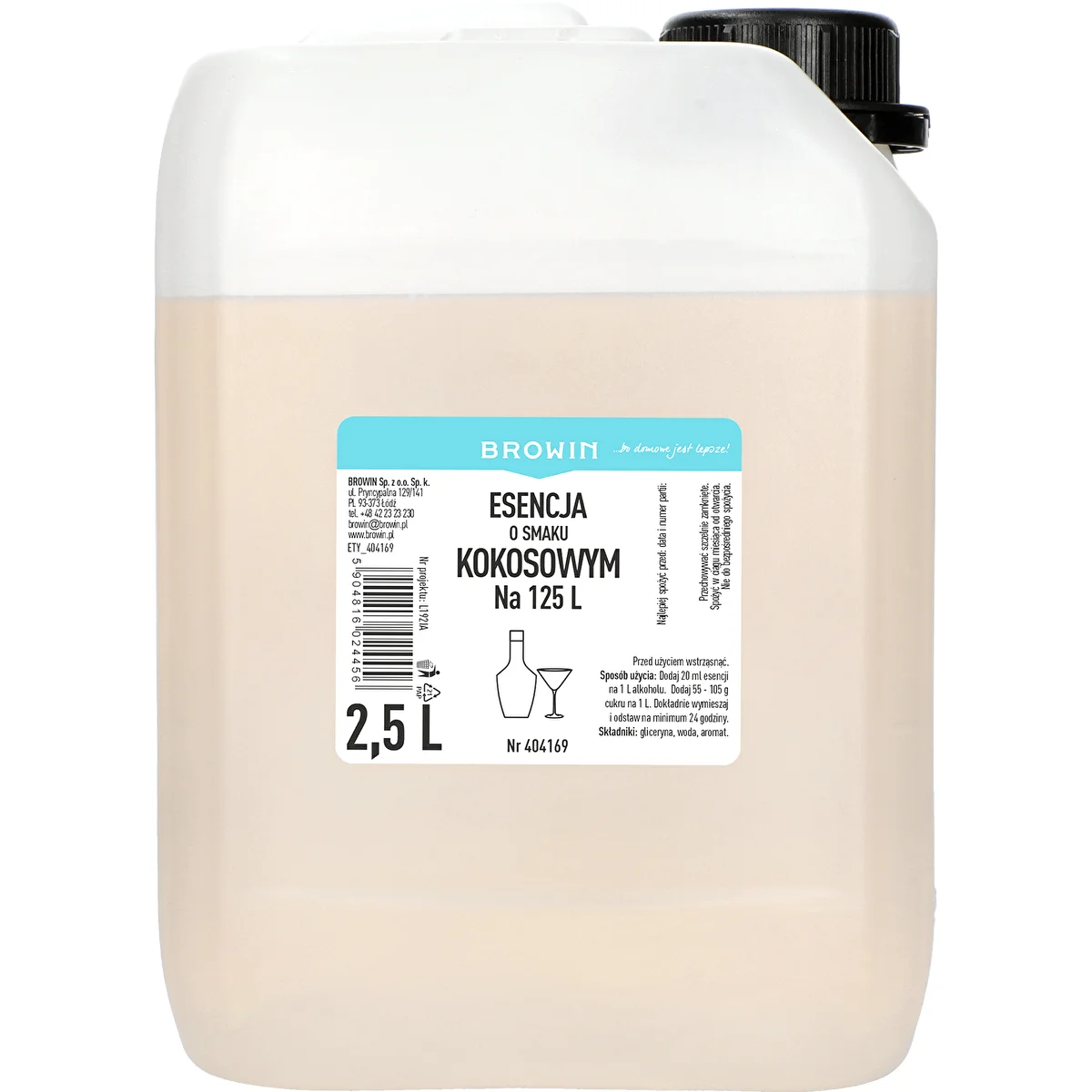 Kokosa garšas esence, 2,5L, uz 125L gatavā dzēriena