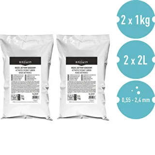 Aktivētā ogle no kokosriekstu čaumalām 1 kg x 2 - komplekts – photo 2