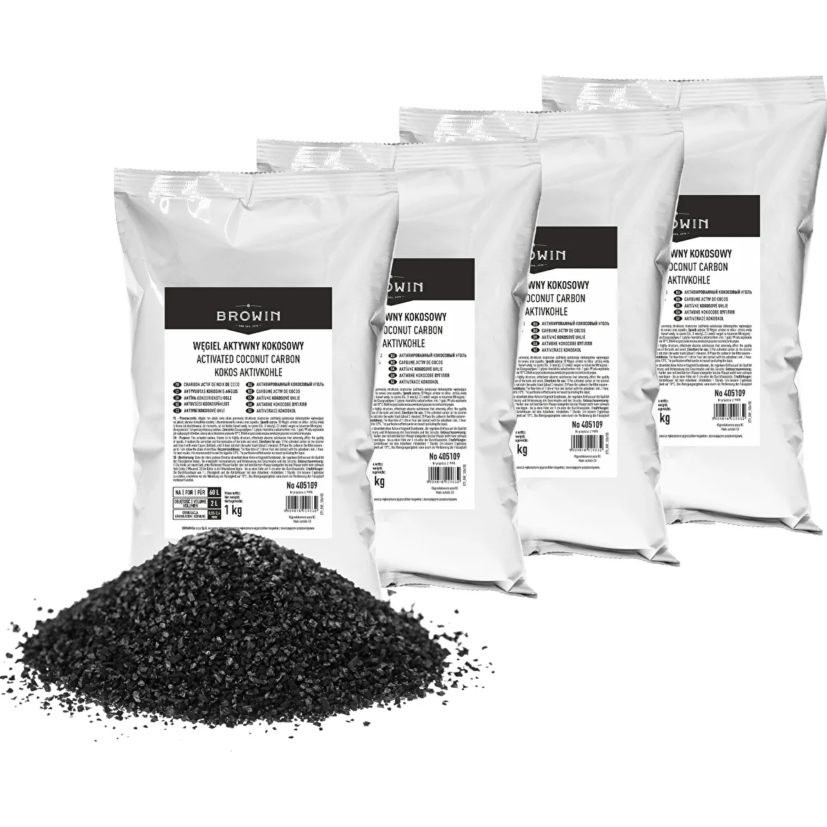 Kokosriekstu aktivētā ogle 1 kg x 4 - komplekts