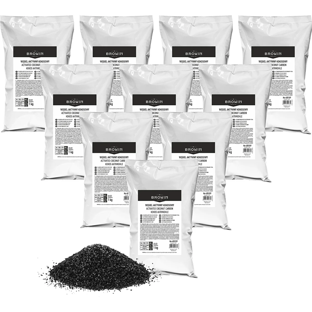 Kokosriekstu čaulu aktivētā ogle 1 kg x 10 - komplekts