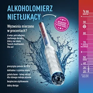 Nesalaužams alkohola mērītājs ar mēģeni, mērījumu diapazons 20-98% – photo 6