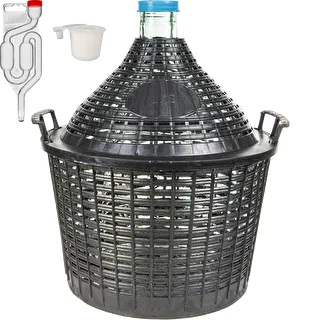 Vīndarības komplekts Basic: 15 L stikla demižons plastmasas grozā, ar korķi un fermentācijas caurulīti