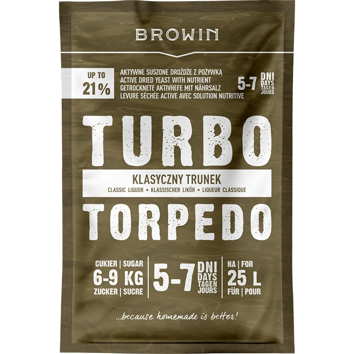 Destilācijas turbo raugs Turbo Torpedo 5–7 dienas 21% 100 g
