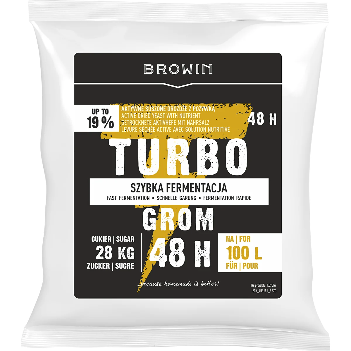 Destilācijas raugs Turbo Grom 48h 100L
