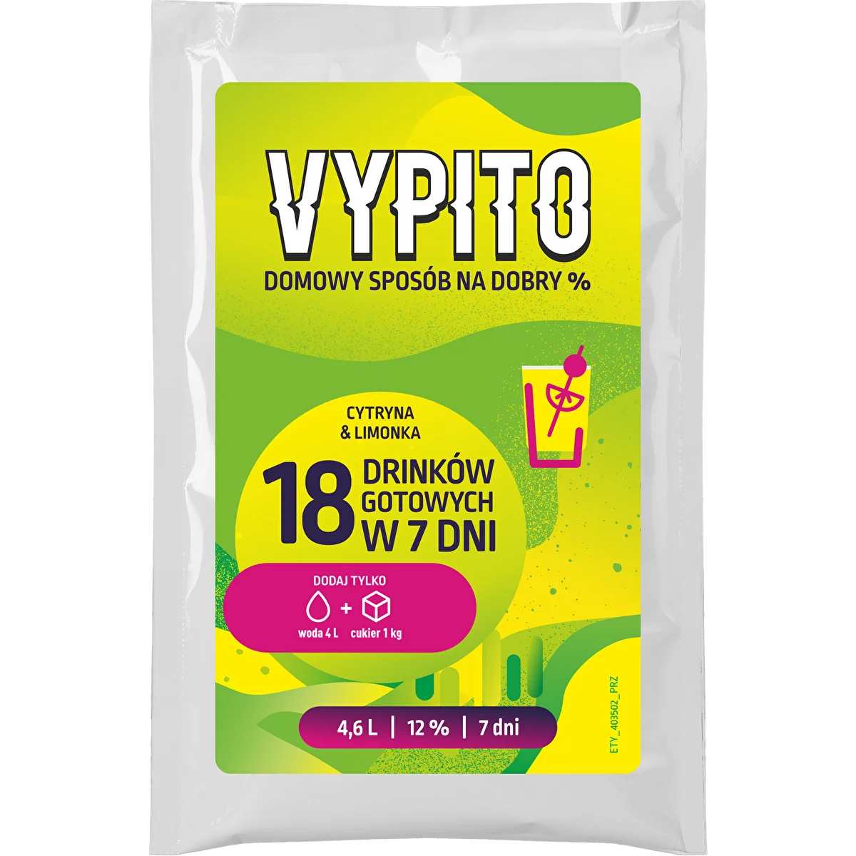 VYPITO 12%, paciņa 18 kokteiļiem - Citrons & laims, 126 g