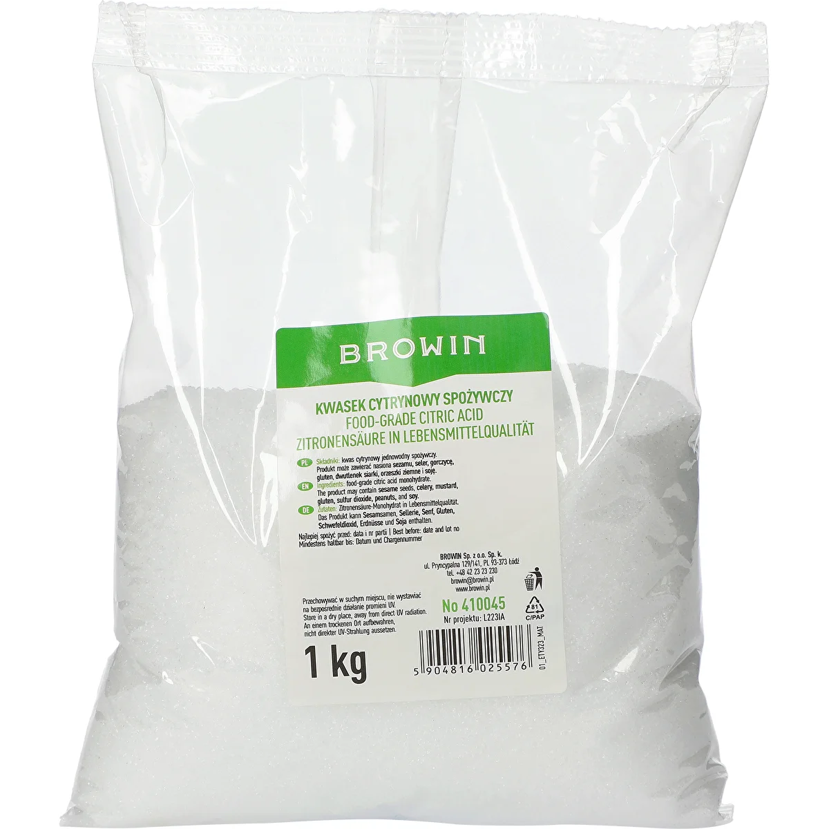 Pārtikas kvalitātes citronskābe, 1 kg