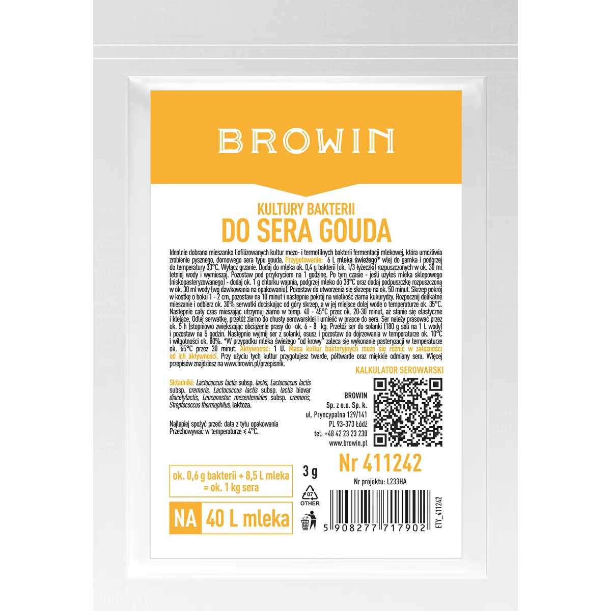 Baktēriju kultūras Goudas sieram