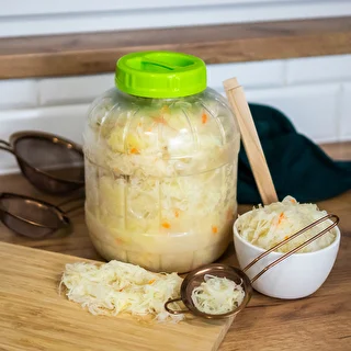 Neplīstoša, daudzfunkcionāla burka skābēšanai + knaibles, 5 L – photo 8