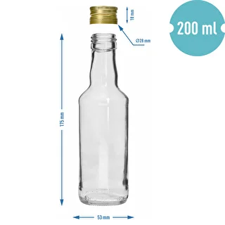 Klasiskā degvīna pudele 200 ml ar zelta skrūvējamo korķi fi 28, 1 gab. – photo 5