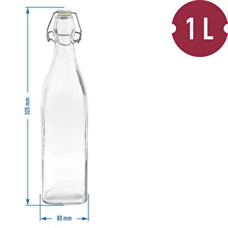 Pudele 1 l ar hermētisku aizdari - kvadrātveida – photo 2