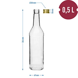 Pudele 500 ml degvīnam, taisna, ar skrūvējamiem korķiem – 8 gab. – photo 7