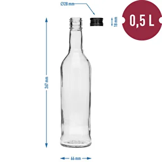Pudele 500 ml Slaida, ar melnu skrūvējamu vāciņu, degvīnam, 6 gab. – photo 7