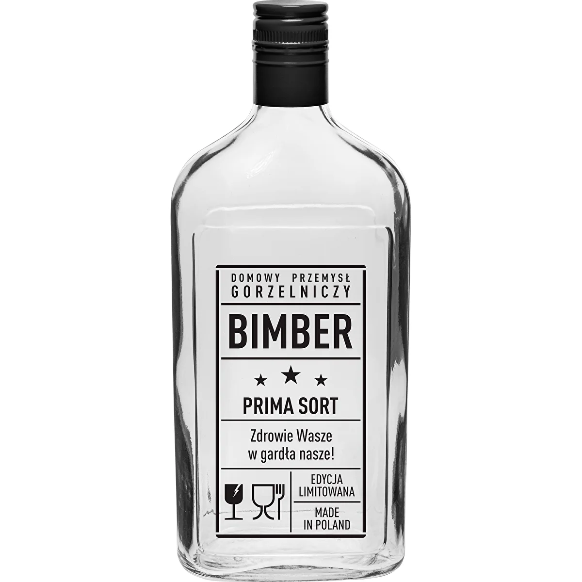 Plakanā pudele 500 ml ar skrūvējamu vāciņu, apdruka „Bimber PRL”, 1 gab.