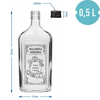 Plakanā pudele (flakons) 500 ml ar skrūvējamu korķi, uzdruka "Mājas uzlējums", 1 gab. – photo 4