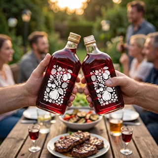 Plakana stikla pudele 500 ml ar skrūvējamu vāciņu un apdruku "Augļi", 2. variants – photo 7