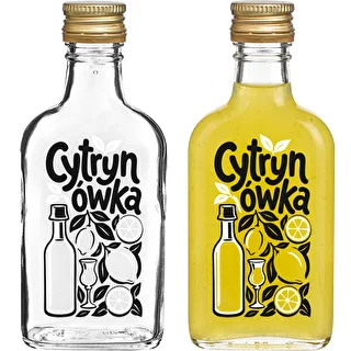 Plakanā pudele 200 ml ar skrūvējamu korķi un apdruku “Cytrynówka”, 1. variants – photo 2