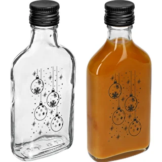 Plakankrūkas tipa pudele 200 ml ar skrūvējamu vāciņu, apdruka „Eglīšu bumbiņas”, 1 gab. – photo 3