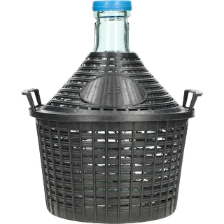 Vīna damižons 5 L plastmasas grozā