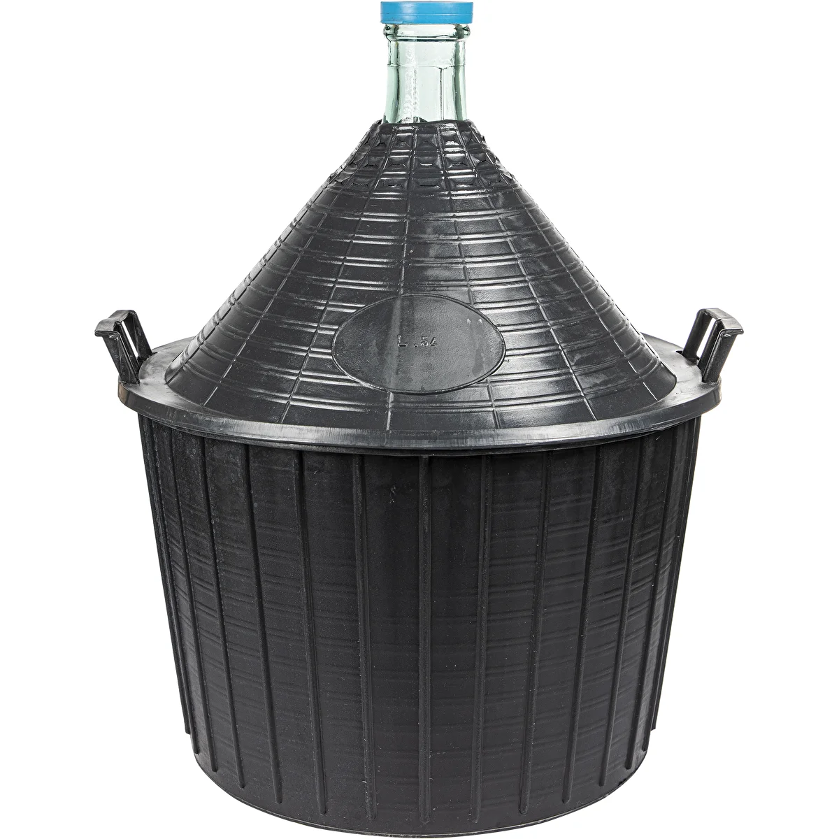 Vīna demižons 54 L plastmasas grozā