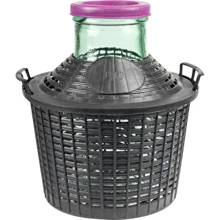 10 L vīna damadžāna ar platu kakliņu plastmasas grozā – photo 1