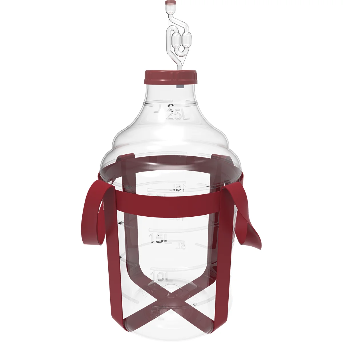 Vīna demižons, viegls, neplīstošs, ar siksnām, 25 L