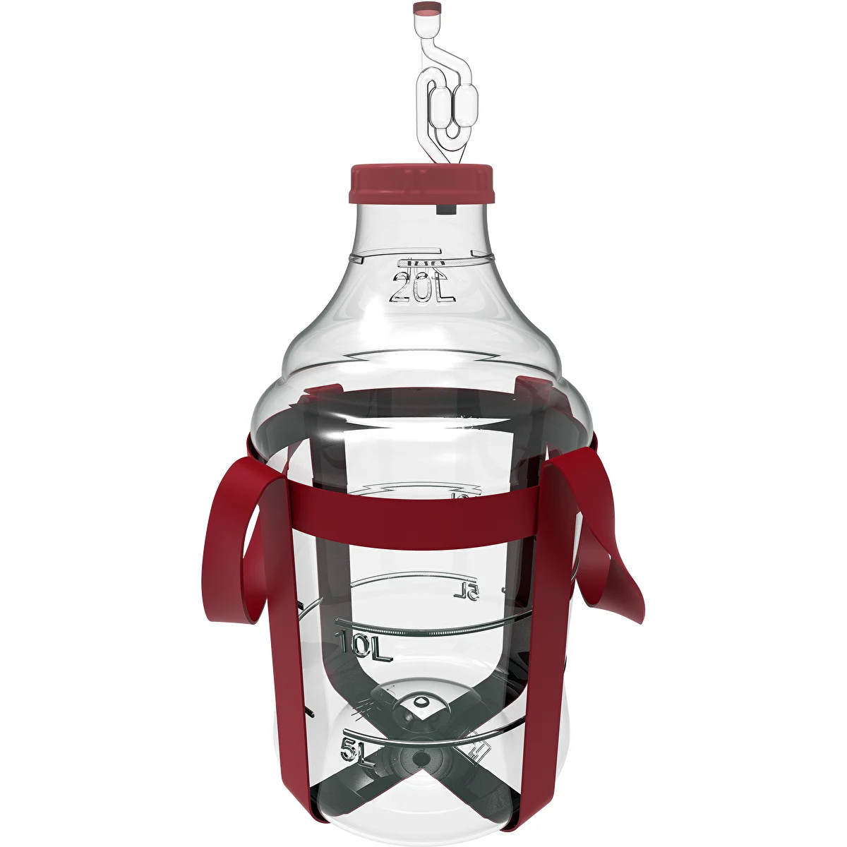 Vīna demižons, viegls, neplīstošs, ar nesšanas siksnām, 20 L