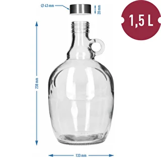 Demižons Dama 1,5 l, ar metāla skrūvējamo vāciņu Ø 43 mm un rokturi – photo 5